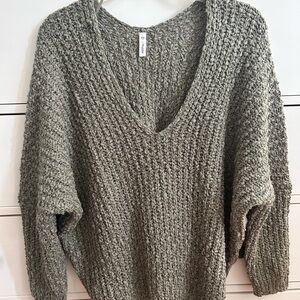 Wishlist Olive Oversized V-Neck Sweater